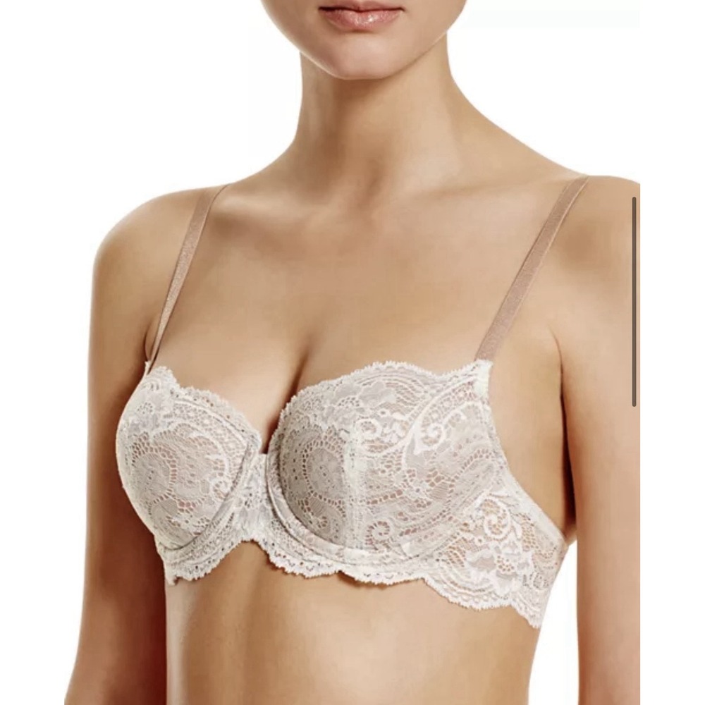ThirdLove 24/7 Lace Balconette Bra 34B Ivory Nude Underwire Convertible